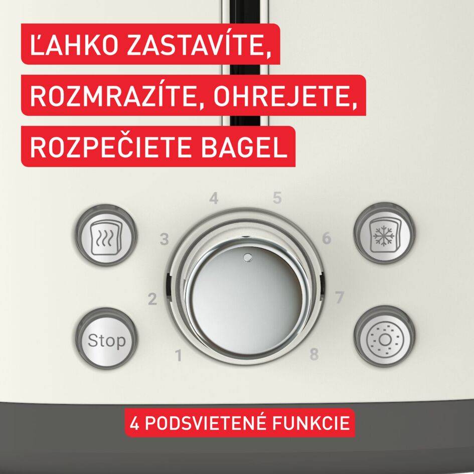 Retro hriankovač Tefal Collection TT720AE0 ušľachtilá oceľ krémový