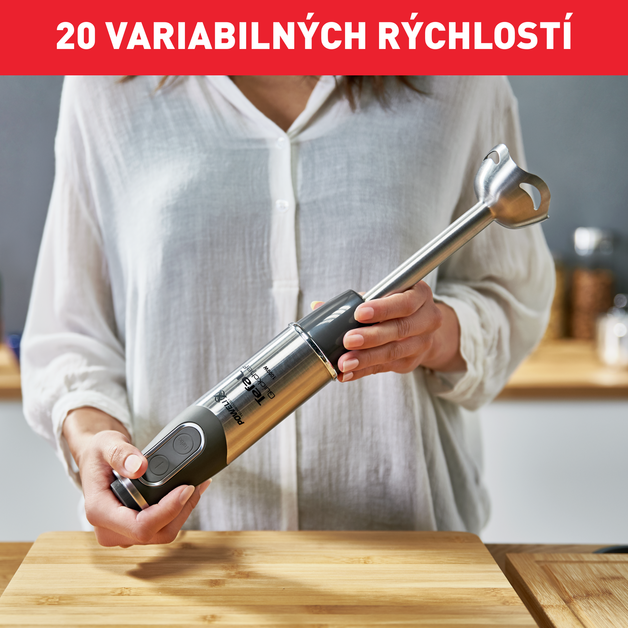 Tyčový mixér Tefal Quickchef 2v1 HB659838 Nerezový/Čierny