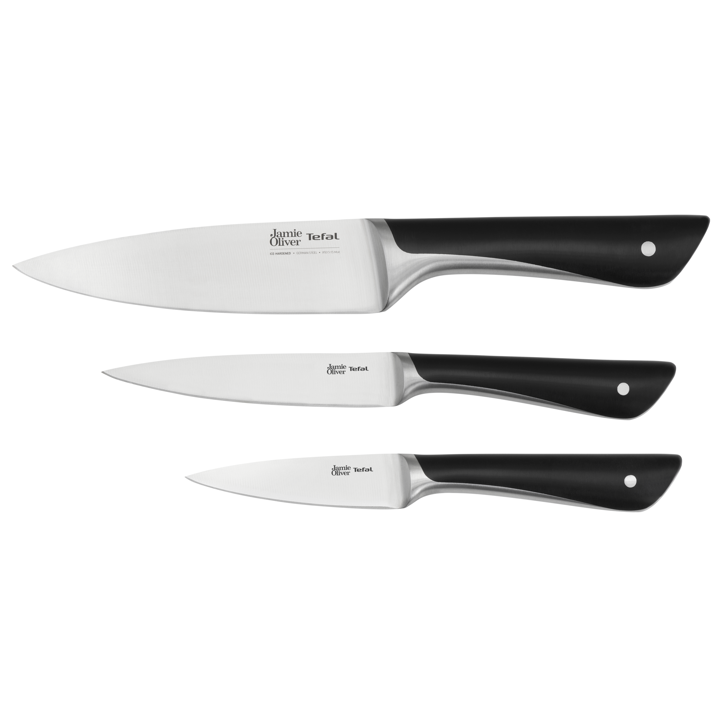 Jamie Oliver by Tefal the Starter Set : Chef's 15cm, Utility 12cm, Paring 9cm   