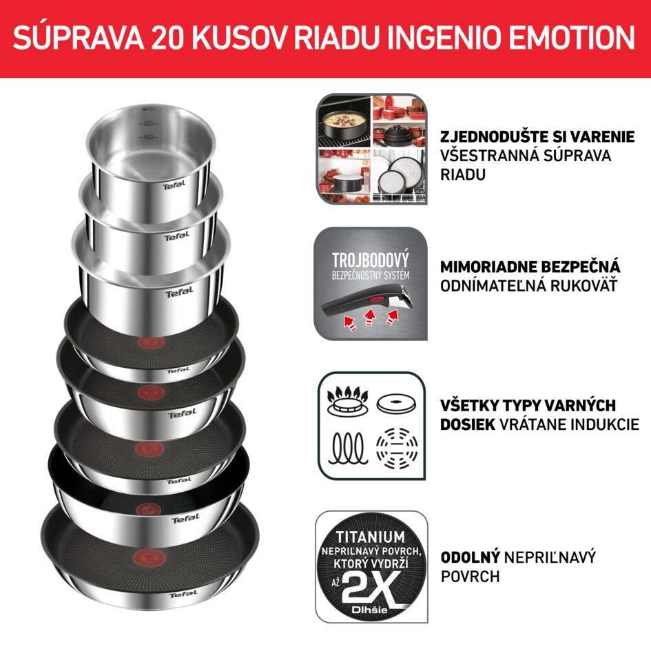 Súprava riadu Tefal Ingenio Emotion L897SK04 20 ks