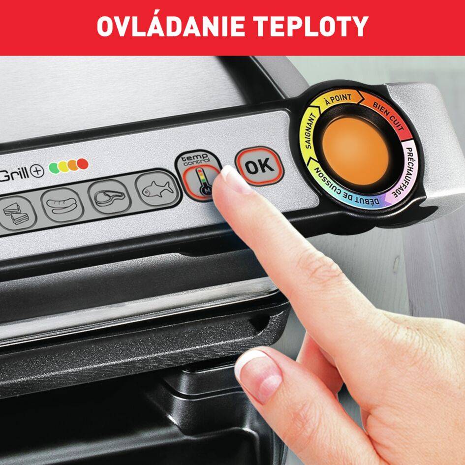 Elektrický gril Tefal OptiGrill+ Inox GC712D34 Strieborný/Čierny