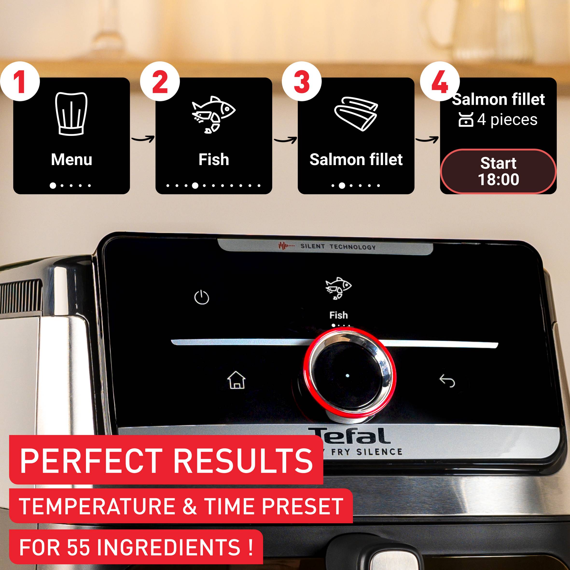Tichá teplovzdušná fritéza Tefal Easy Fry Silence 7L, EY876E0, nehrdzavejúca oceľ