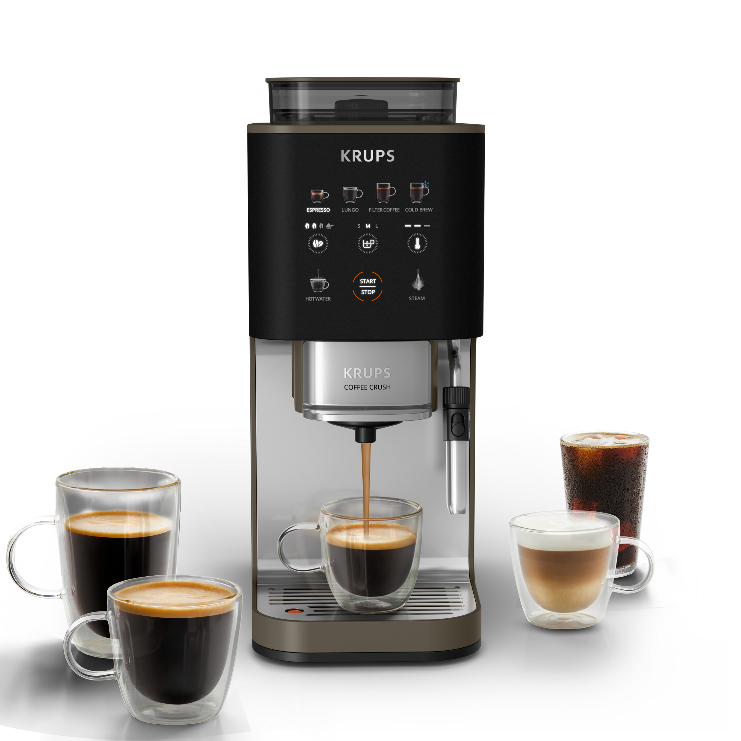 Automatický kávovar KRUPS Coffee Crush Experience SA403BE0 tmavo sivá