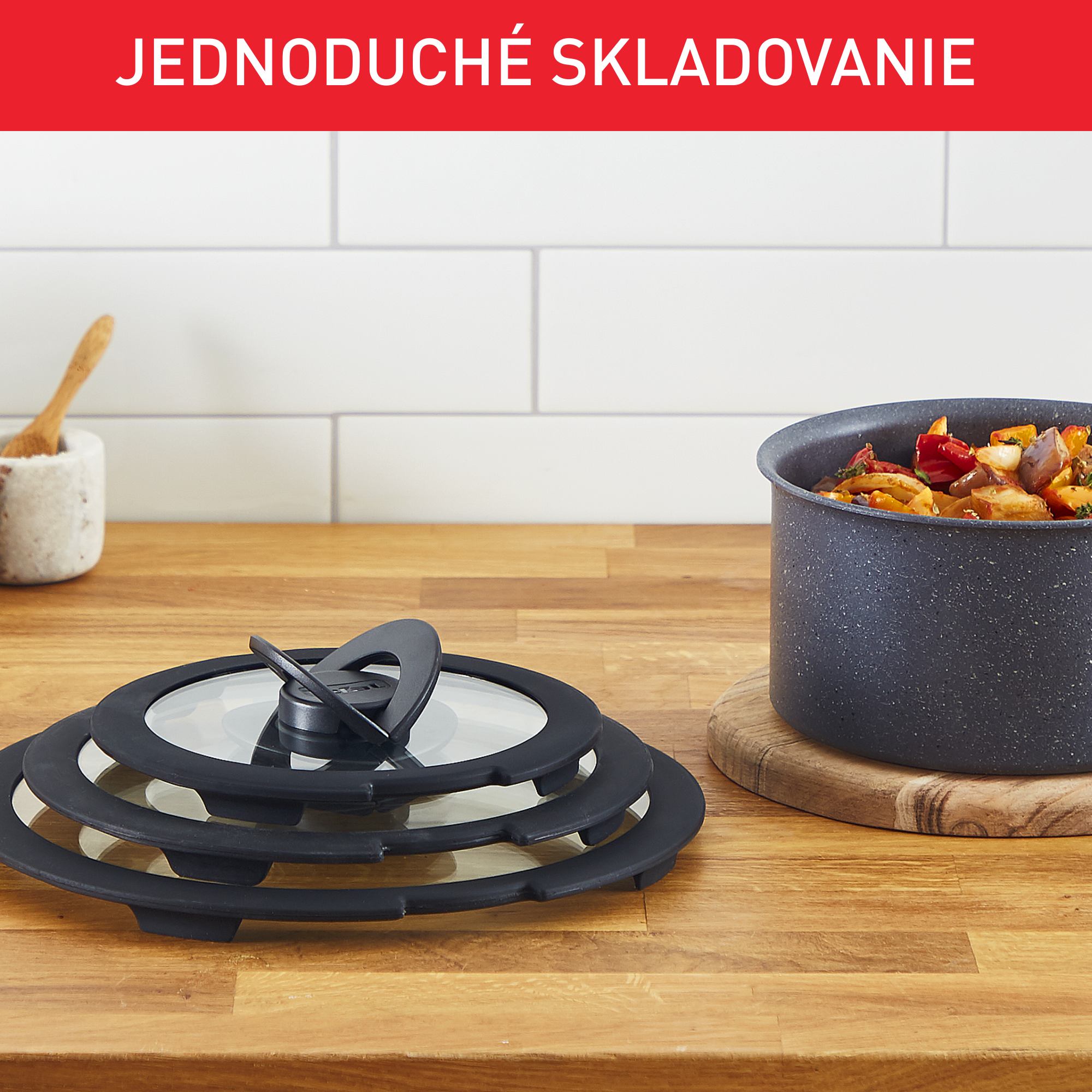 Súprava sklenených pokrievok Tefal Ingenio L9849053 3 ks 16, 18 a 20 cm