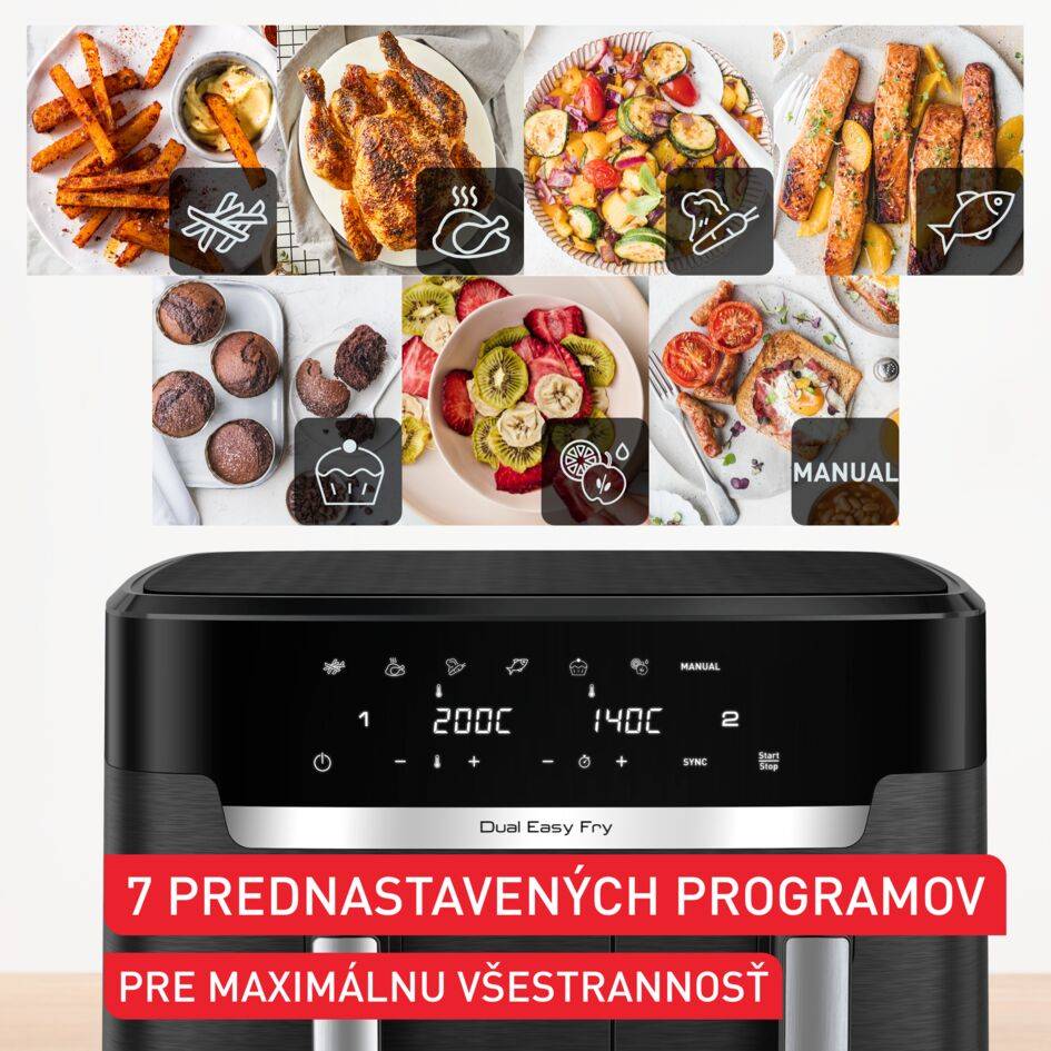 Teplovzdušná fritéza Tefal Easy Fry Dual XXL 11 litrov EY9428E0