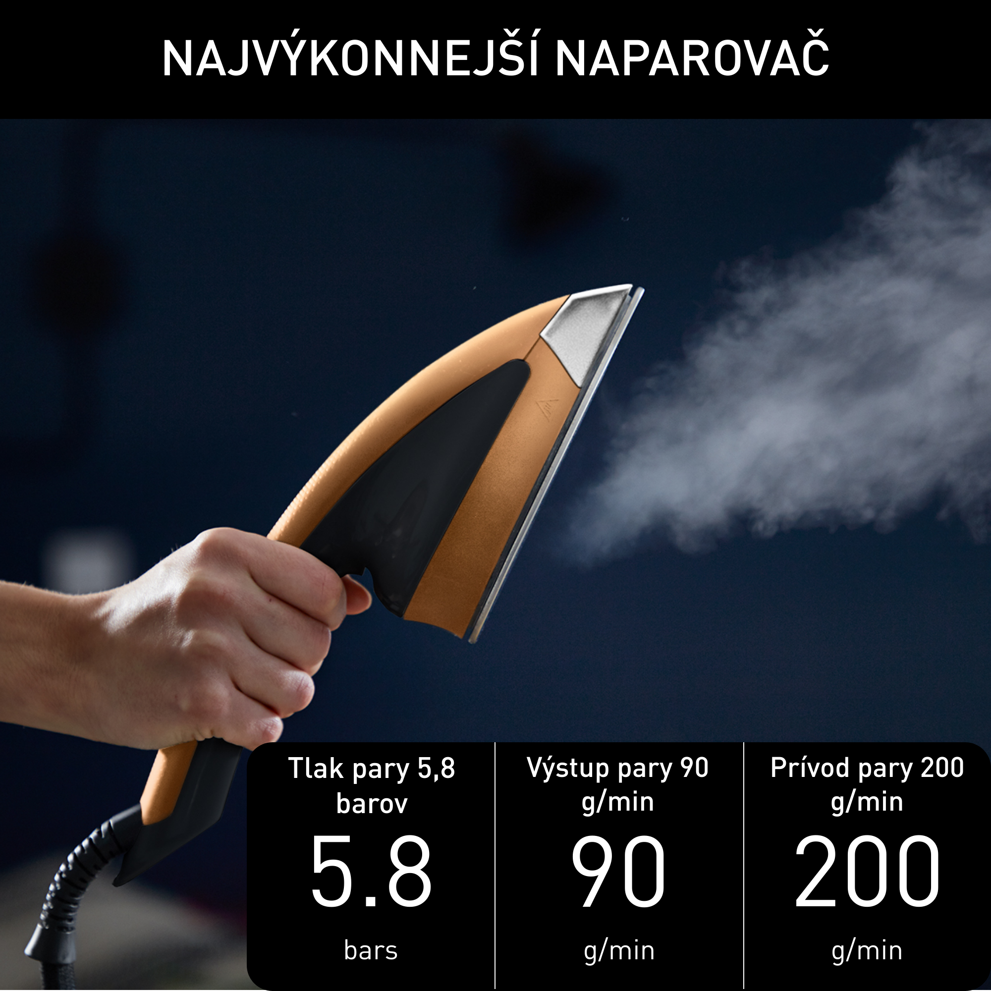 Naparovač odevov Tefal Ixeo Power QT2020E0 Medený/Čierny