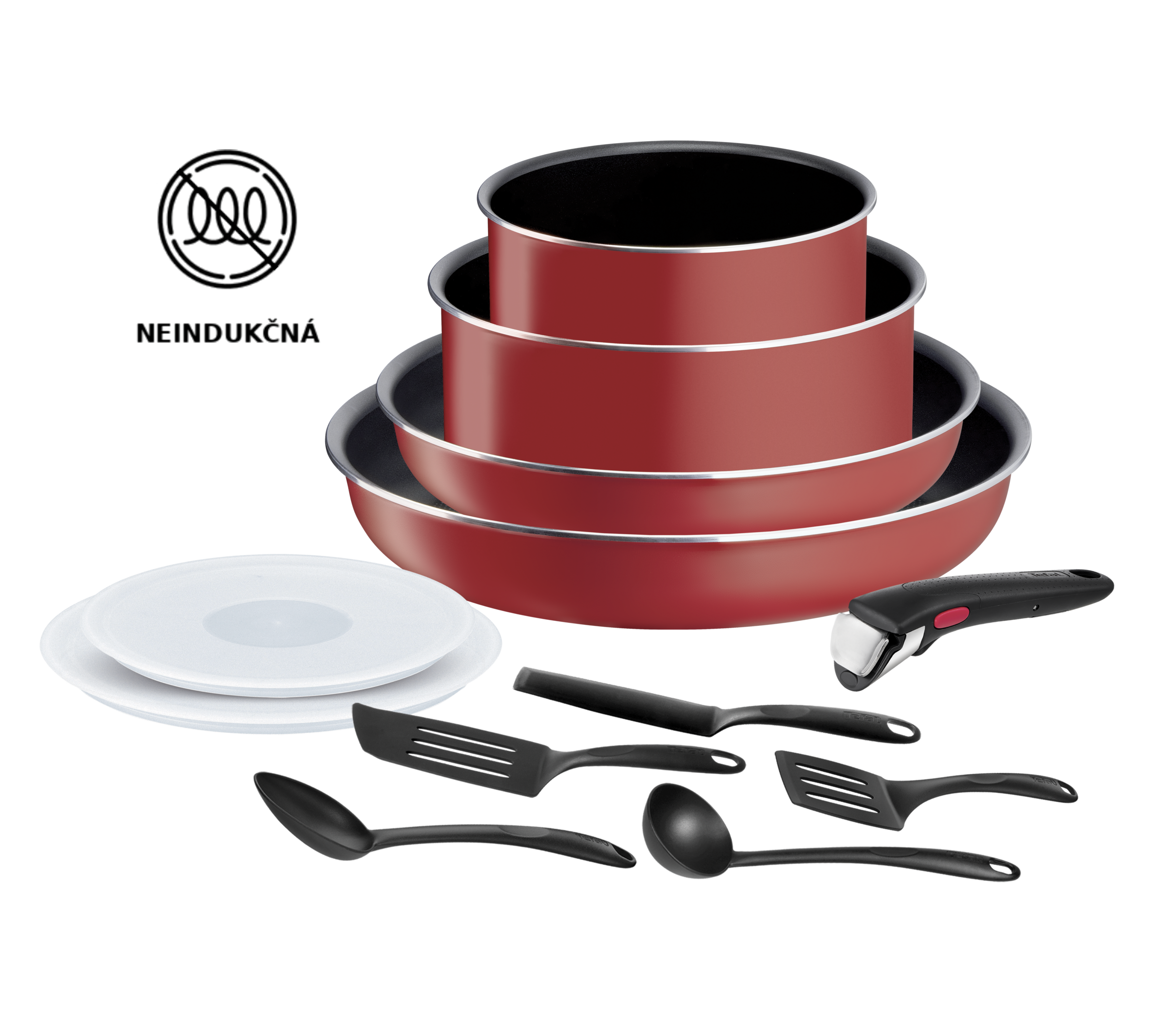 Súprava riadu Tefal Ingenio Easy Cook & Clean Red L1529302 12 ks