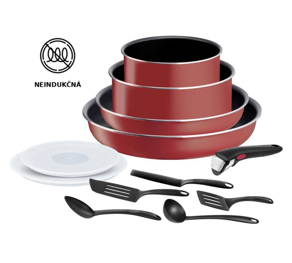 Súprava riadu Tefal Ingenio Easy Cook & Clean Red L1529302 12 ks