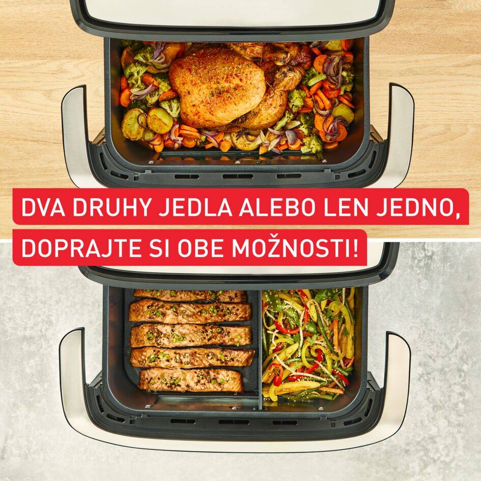 Duálna teplovzddušná fritéza Tefal Dual Easy Fry Flex 9 l, EY9228E0, čierna