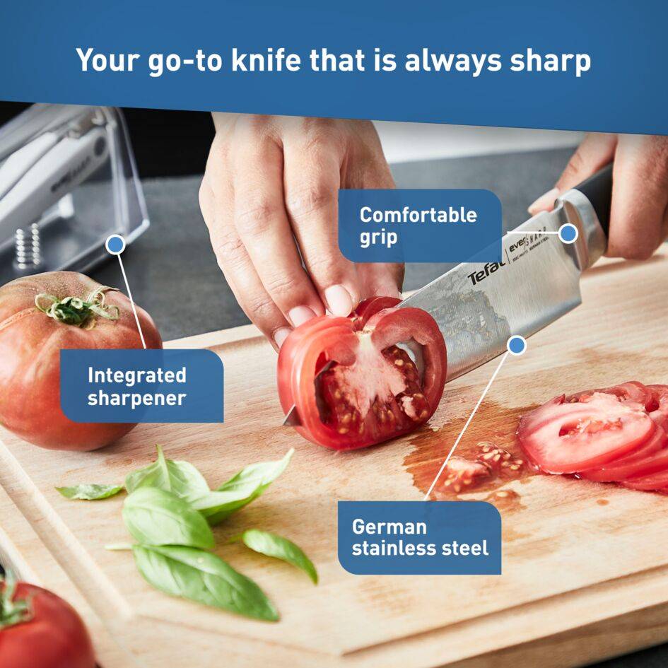 Kuchynský nôž Tefal Ever Sharp K2569004 Nerezový/Čierny 16,5 cm