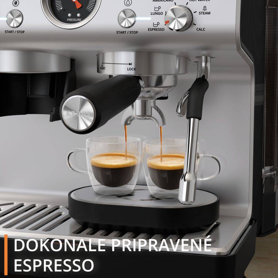 Pákový kávovar s mlynčekom KRUPS Precision XP801T10 Čierna/Nerez