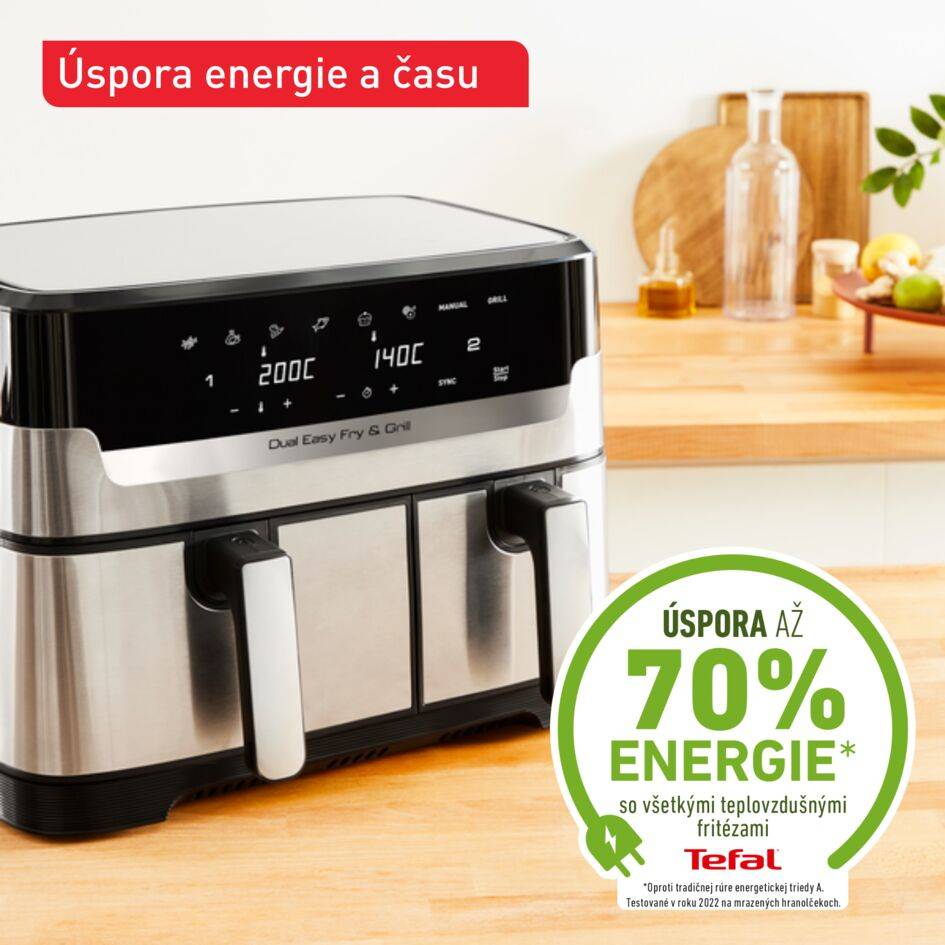 Teplovzdušná fritéza Tefal Dual Easy Fry & Grill EY905D10 Nerezová/Čierna